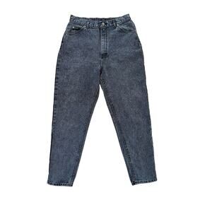 VTG 90s Lee Riders Mom Jeans Women 28 x 29 Stonewash Black High Rise Tapered USA